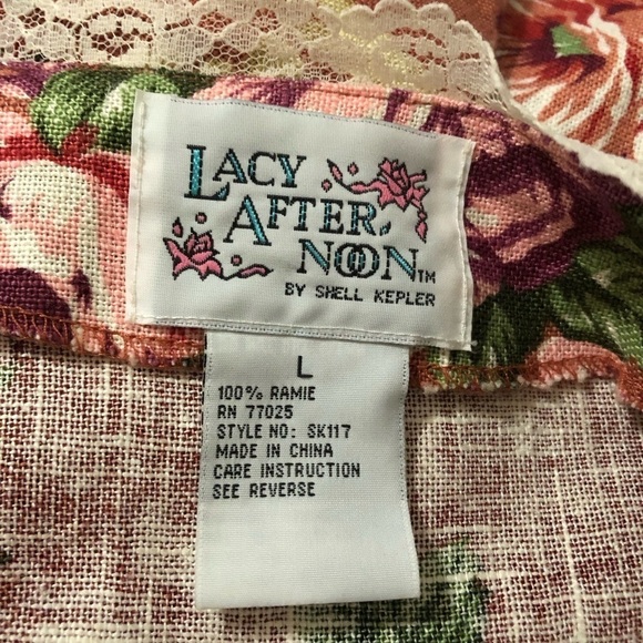 VINTAGE LACY AFTERNOON Floral English Garden Open Front Cardigan Size L - Picture 9 of 9